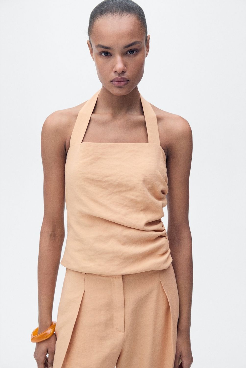 MANGO - Top Lyocell Detalle Fruncido Mujer Mango