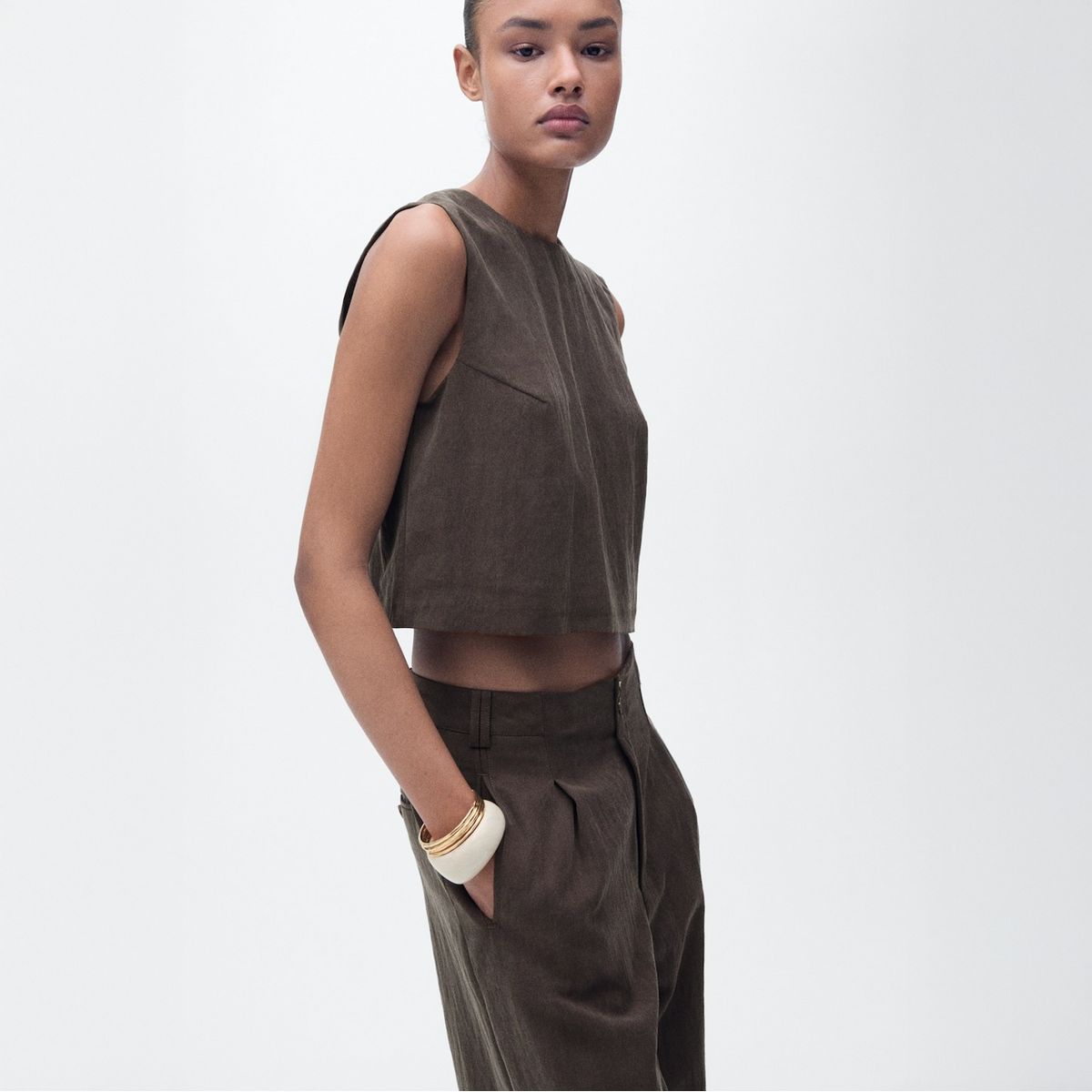 MANGO - Top Lyocell Botones Espalda Mujer Mango