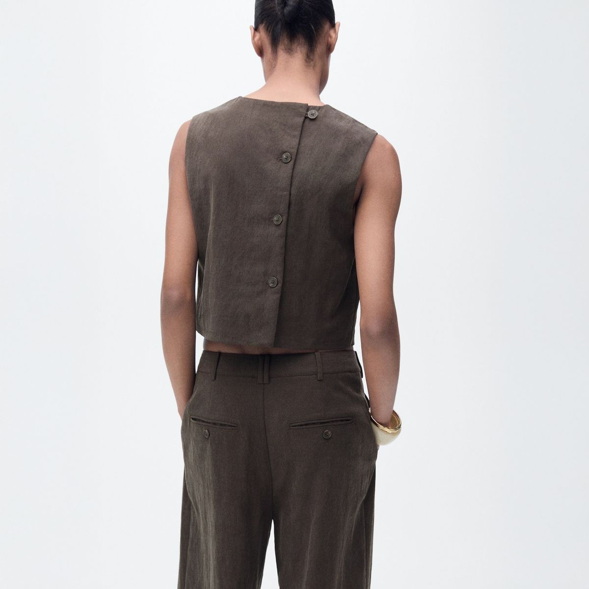 MANGO - Top Lyocell Botones Espalda Mujer Mango