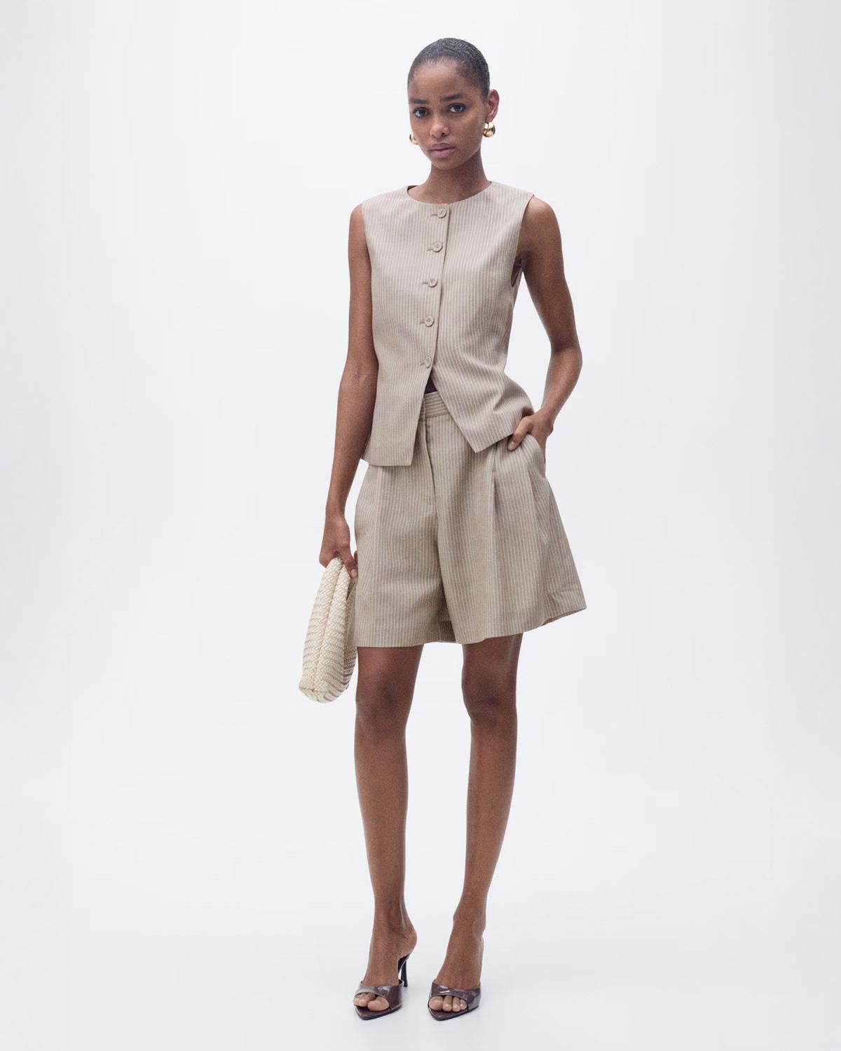 MANGO Chaleco Traje Lyocell Rayas Mujer Mango