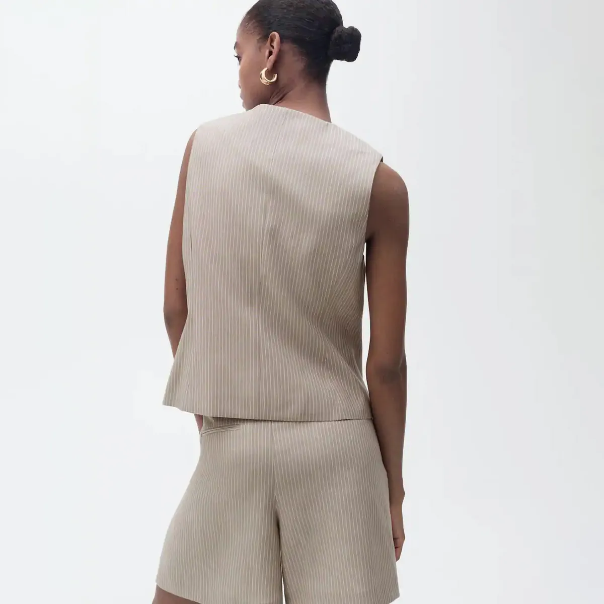 MANGO - Chaleco Traje Lyocell Rayas Mujer Mango