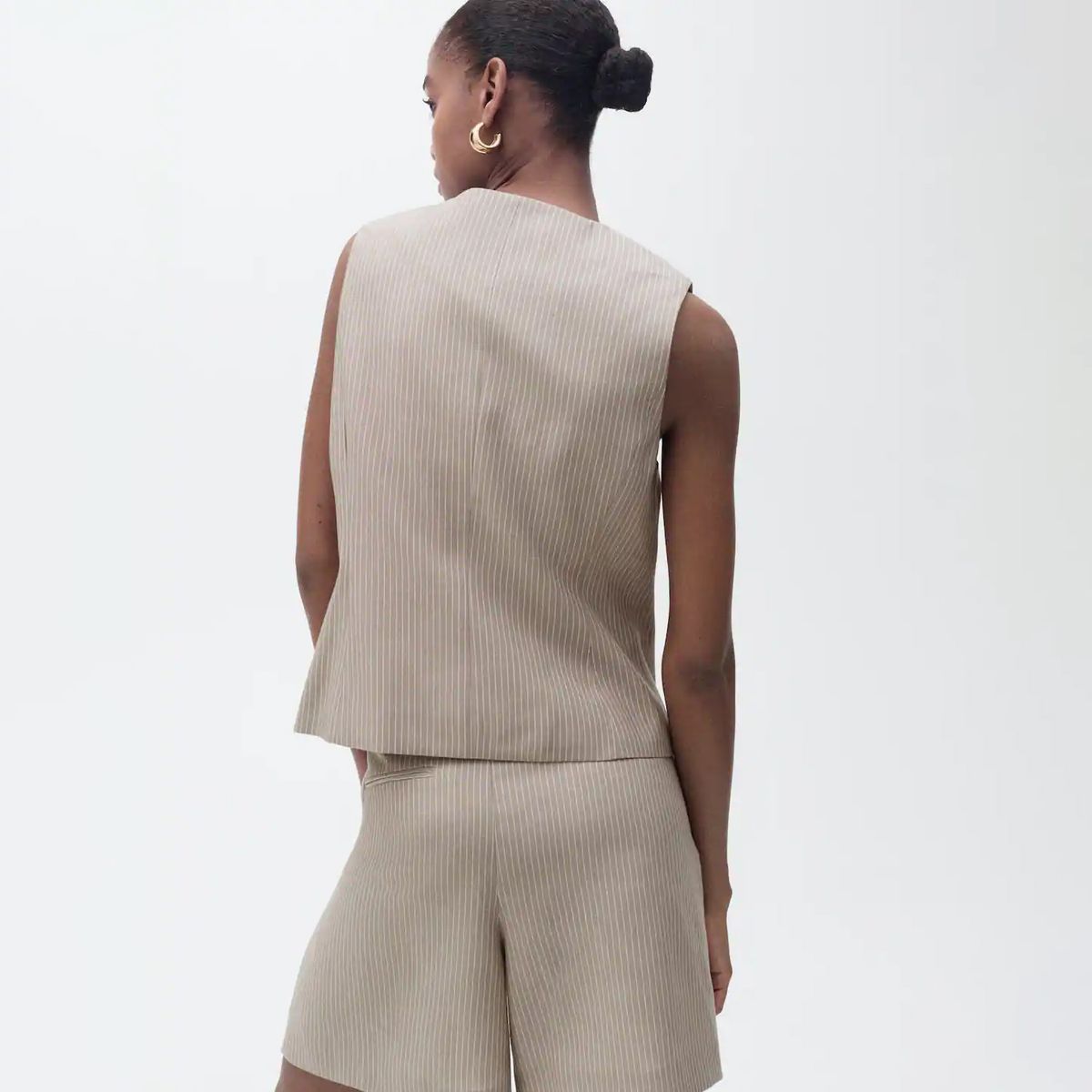 MANGO - Chaleco Traje Lyocell Rayas Mujer Mango