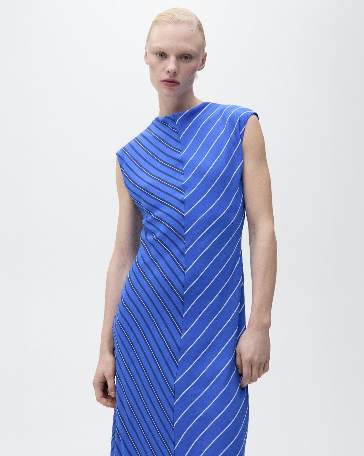 MANGO Vestido Evasé Rayas Combinadas Mujer Mango