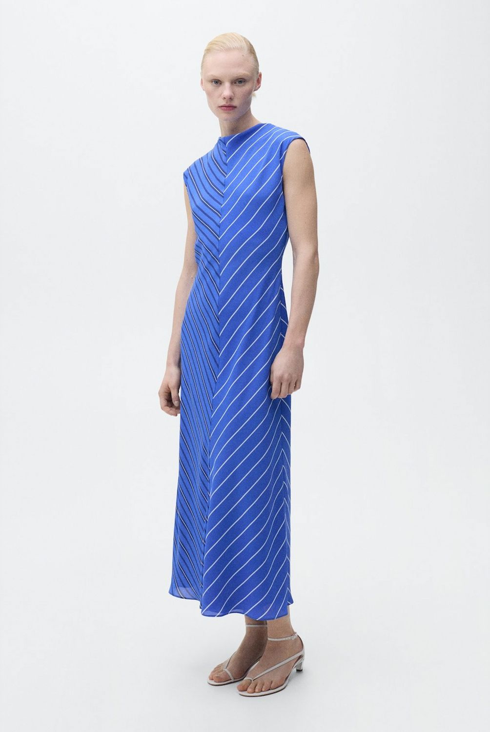 MANGO - Vestido Evasé Rayas Combinadas Mujer Mango