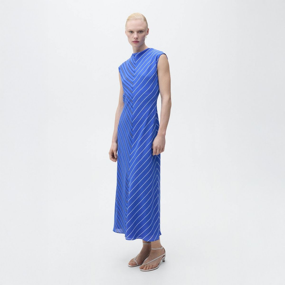 MANGO - Vestido Evasé Rayas Combinadas Mujer Mango