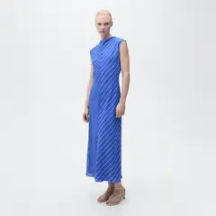 MANGO - Vestido Evasé Rayas Combinadas Mujer