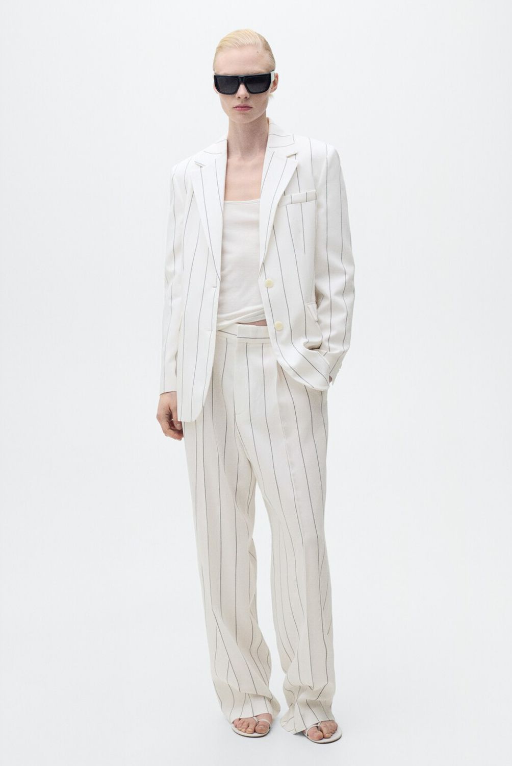MANGO - Blazer Traje Rayas Mujer Mango