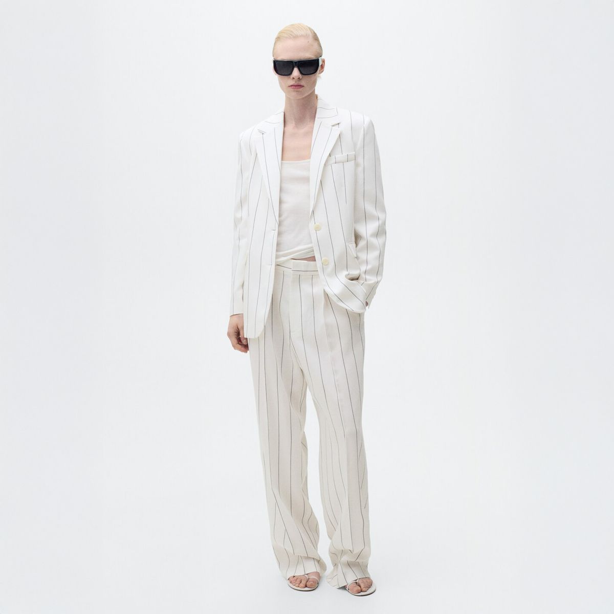 MANGO - Blazer Traje Rayas Mujer Mango