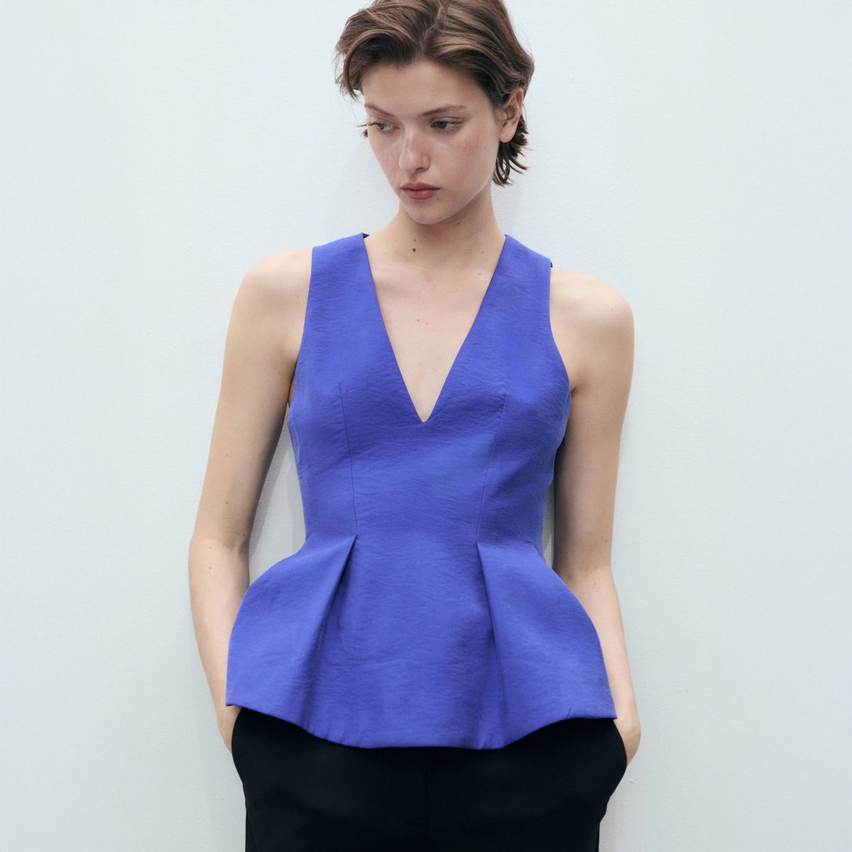 MANGO - Top Modal Cuello Pico Mujer Mango