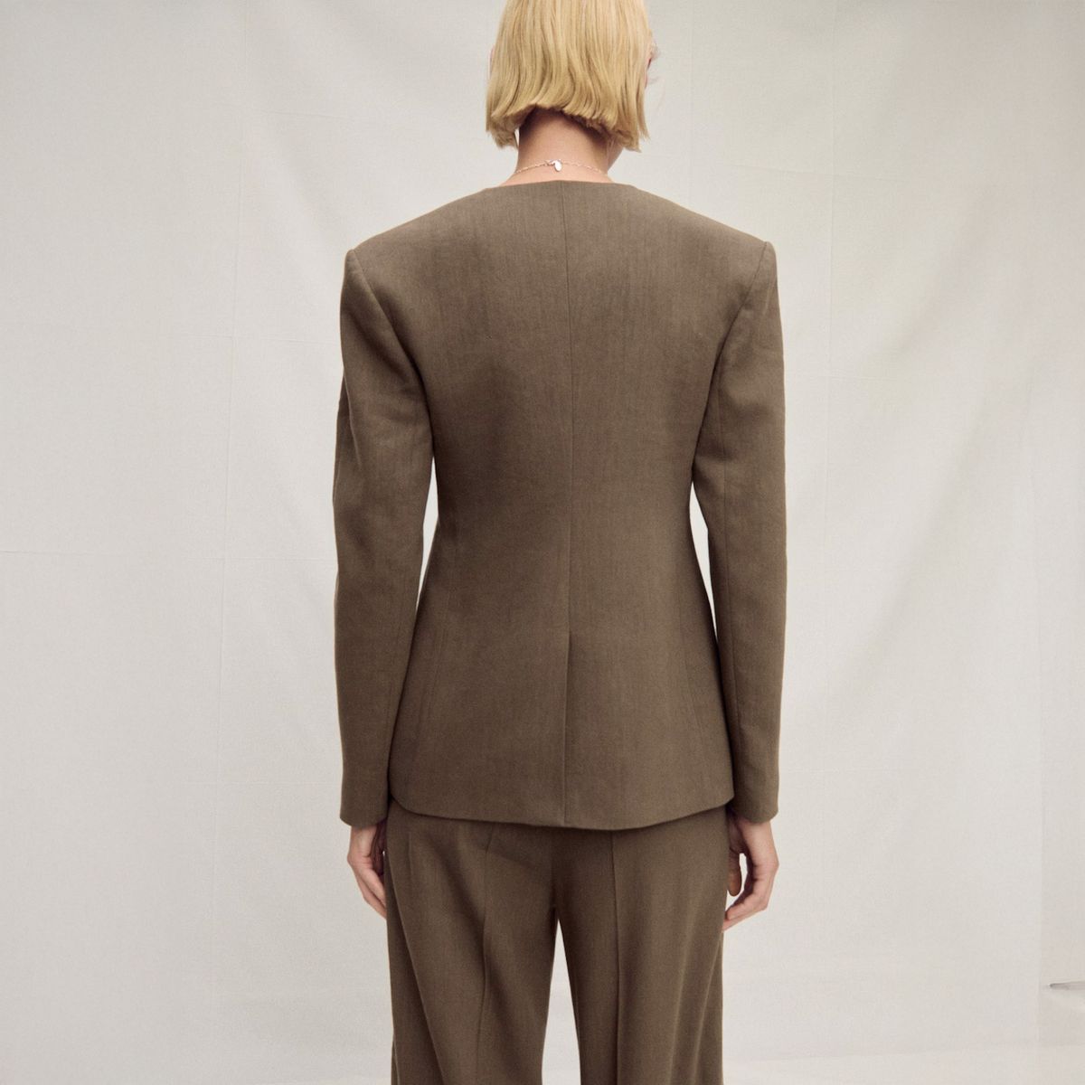 MANGO - Blazer Traje Lino Sin Costuras Mujer Mango