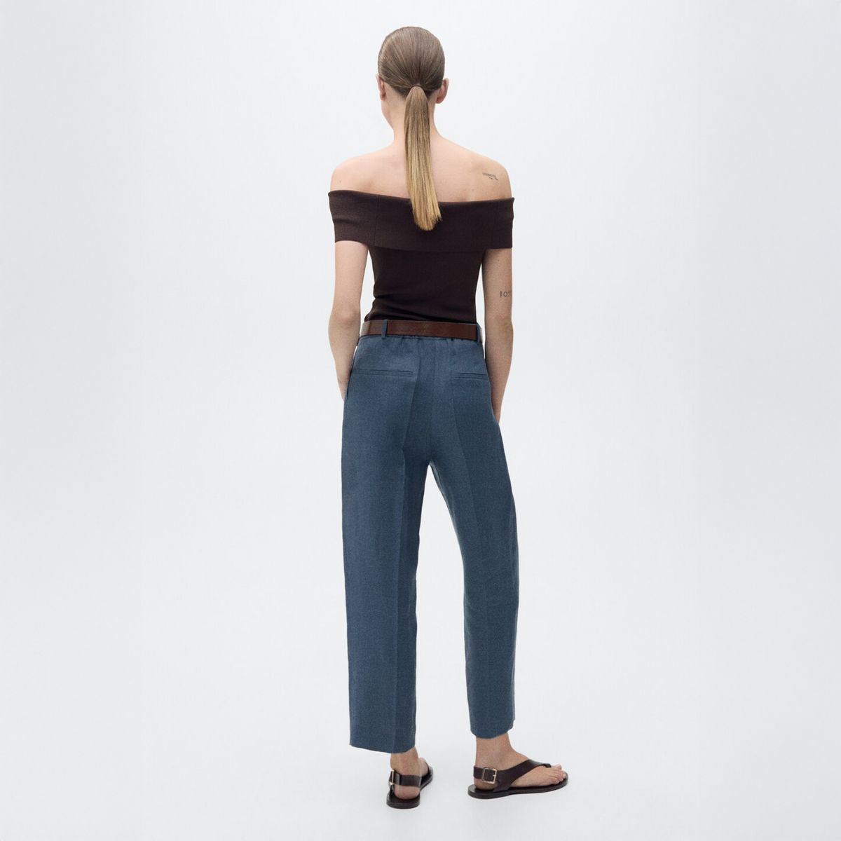 MANGO - Pantalón Lino Pinzas Mujer Mango