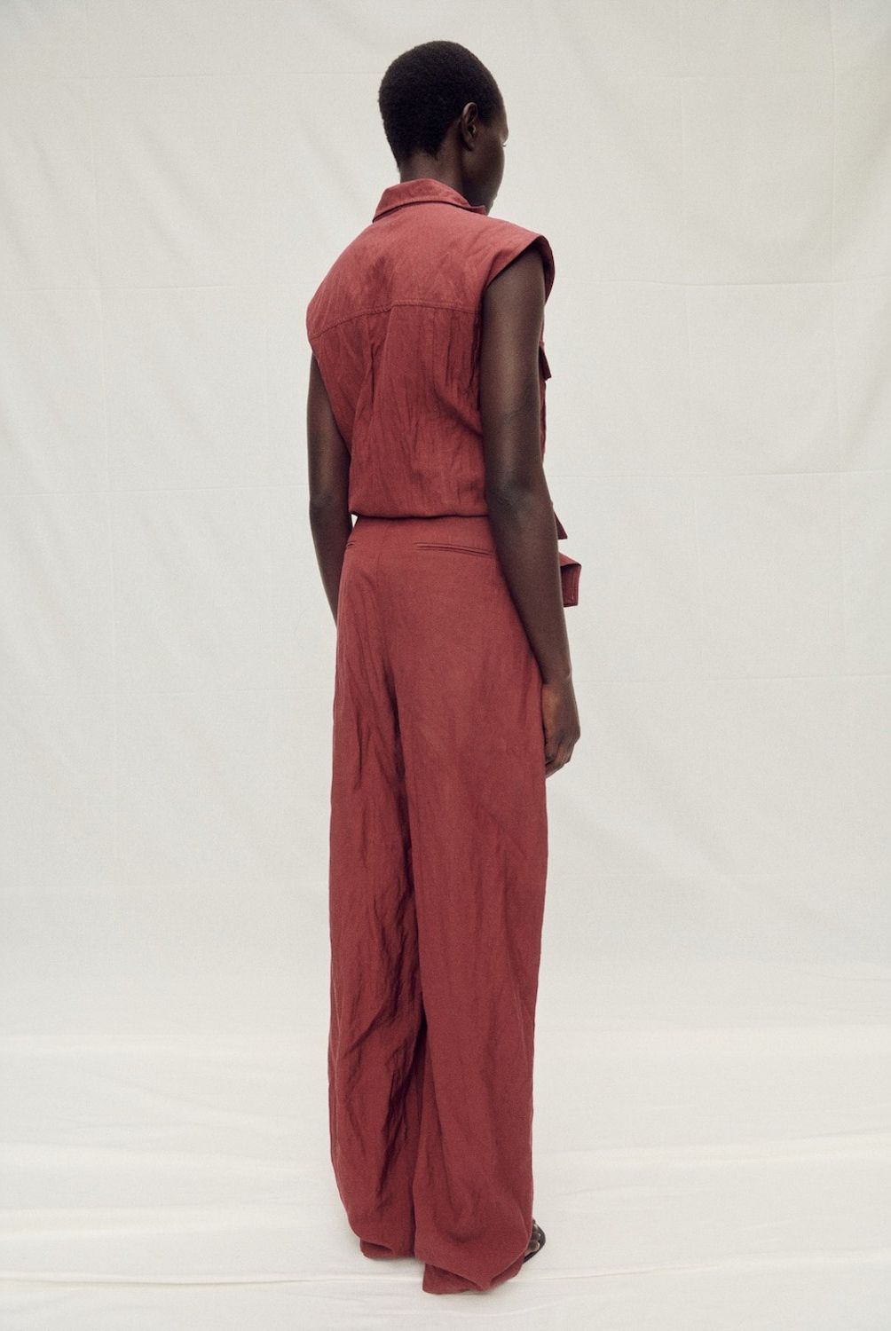 MANGO - Pantalón Traje Wideleg Efecto Arrugado Mujer Mango
