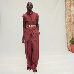 MANGO - Pantalón Traje Wideleg Efecto Arrugado Mujer