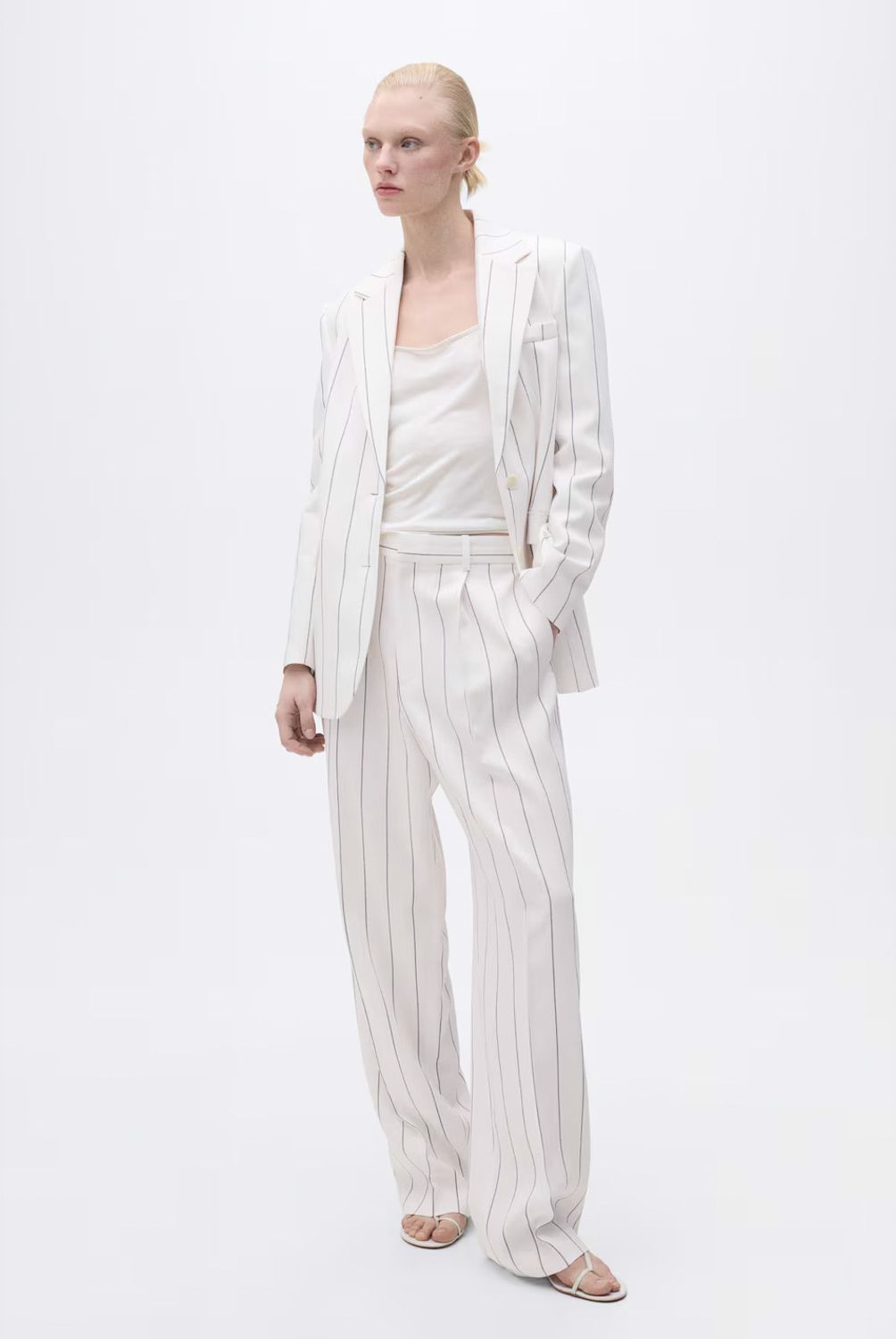 MANGO - Pantalón Traje Rayas Mujer Mango