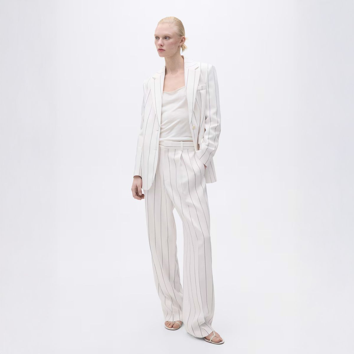 MANGO - Pantalón Traje Rayas Mujer Mango