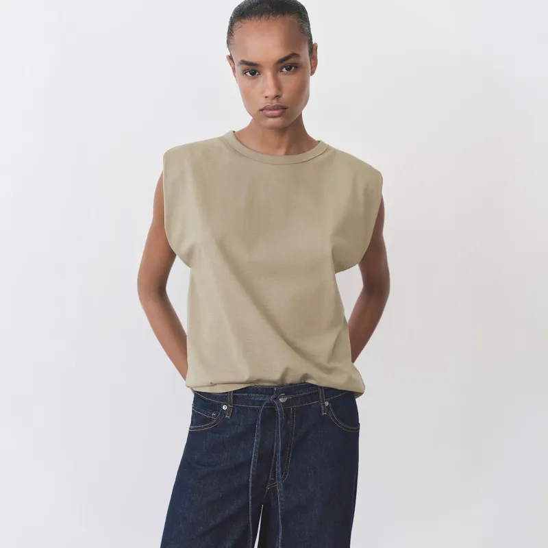 MANGO - Polera Algodón Manga Corta Mujer Mango