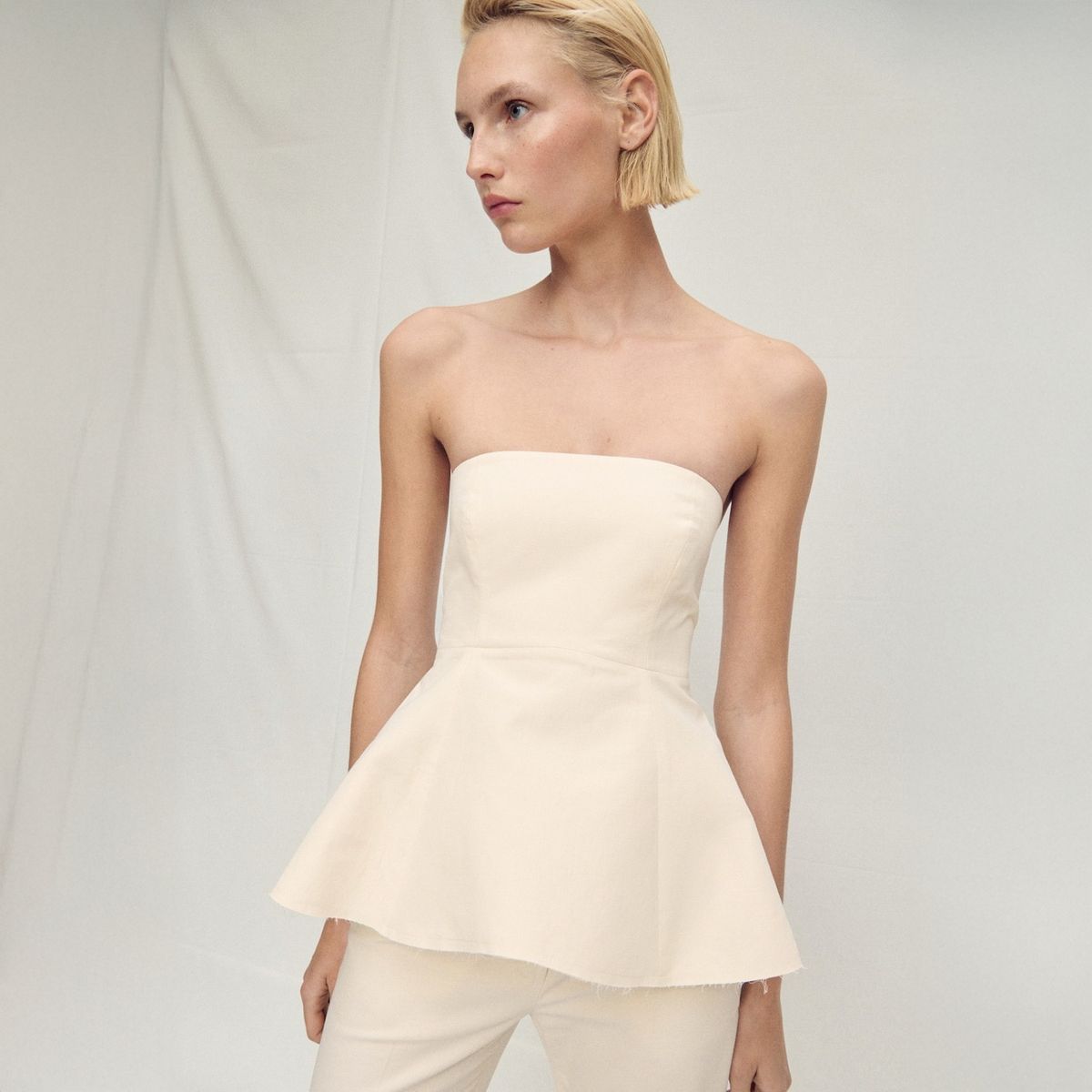 MANGO - Top Palabra De Honor Volante Mujer Mango