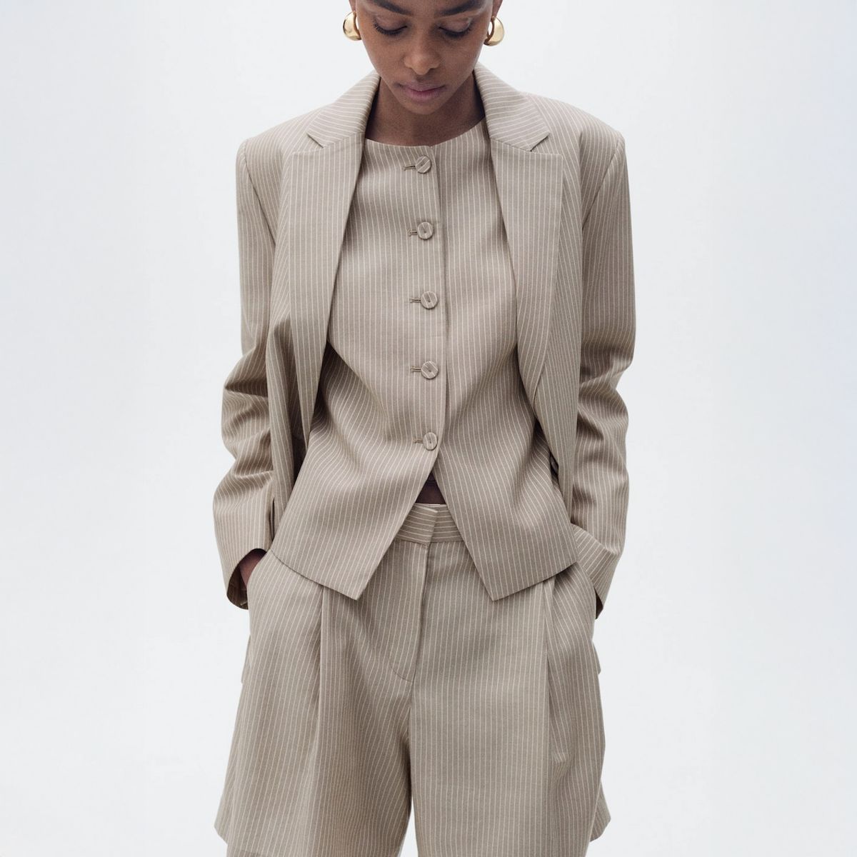 MANGO - Bermudas Traje Rayas Mujer Mango