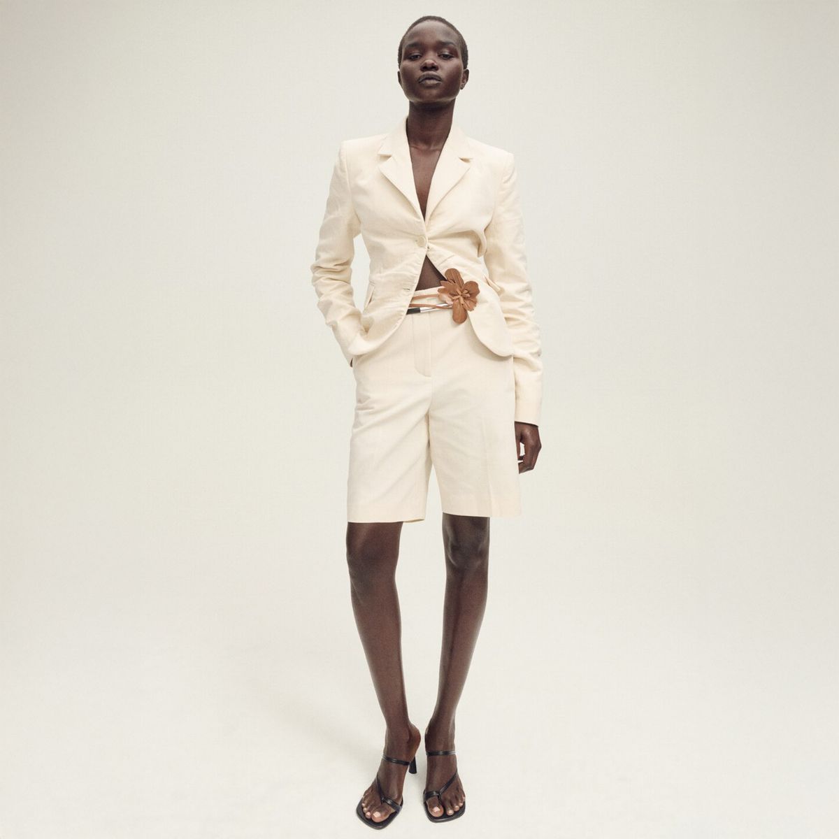 MANGO - Bermudas Traje Mezcla Lino Mujer Mango