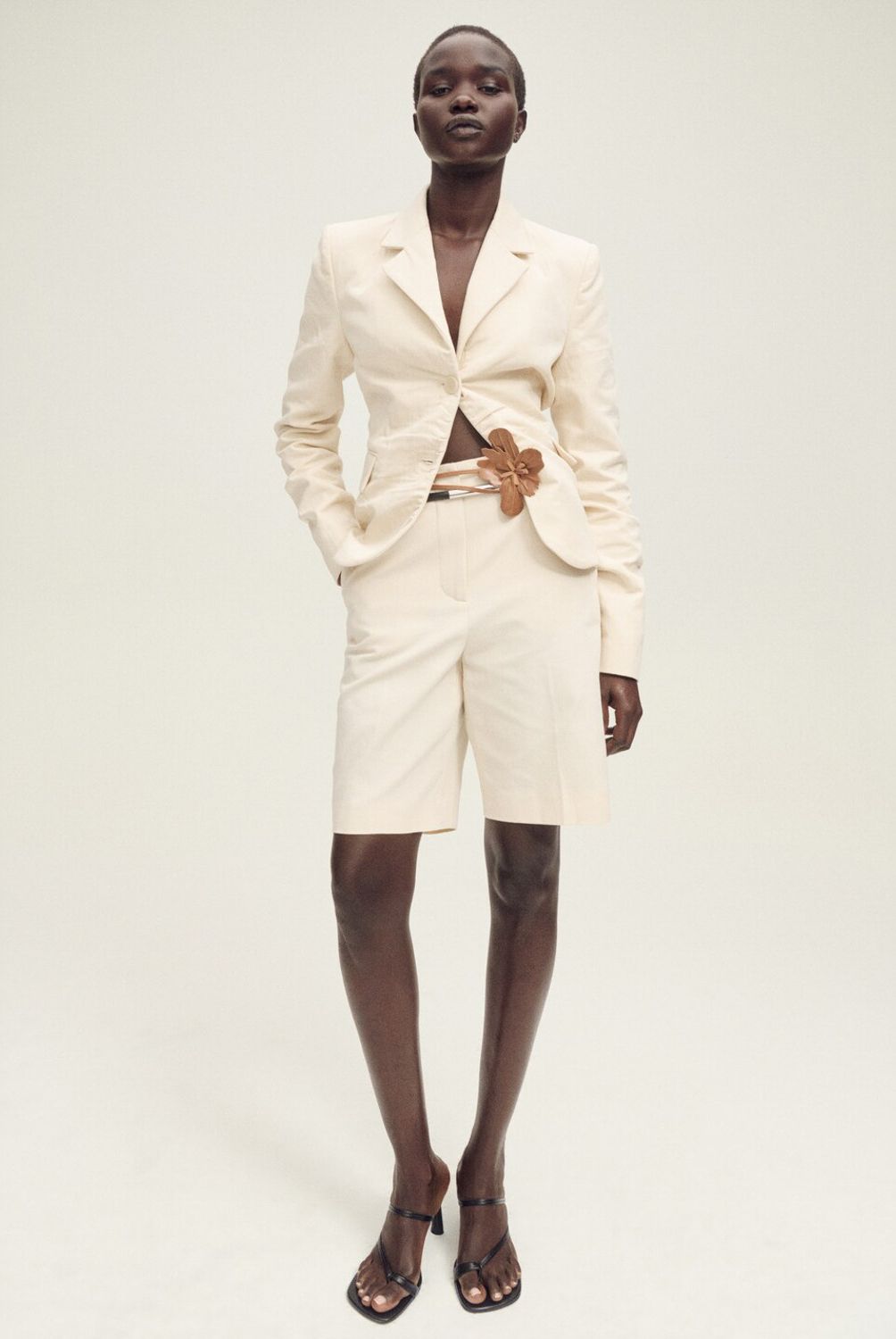 MANGO - Bermudas Traje Mezcla Lino Mujer Mango