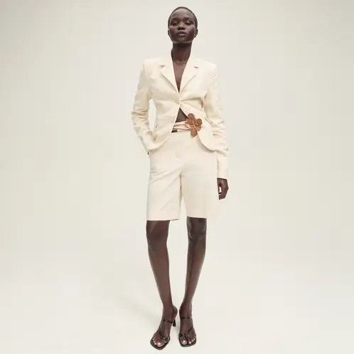 MANGO - Bermudas Traje Mezcla Lino Mujer