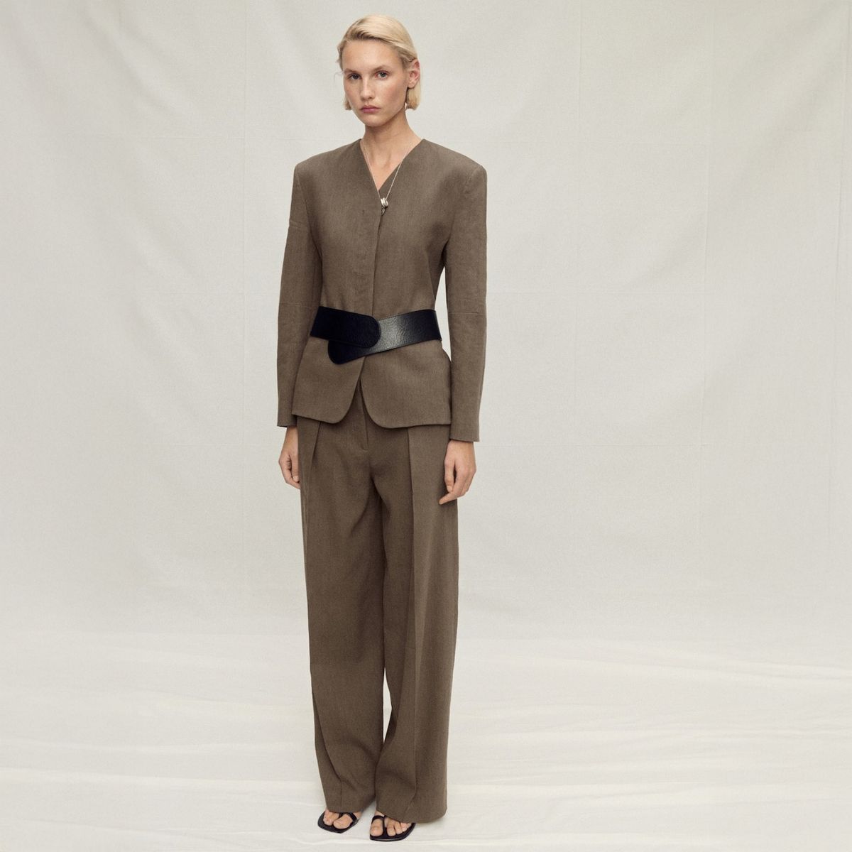 MANGO - Pantalón Traje Lino Sin Costuras Mujer Mango