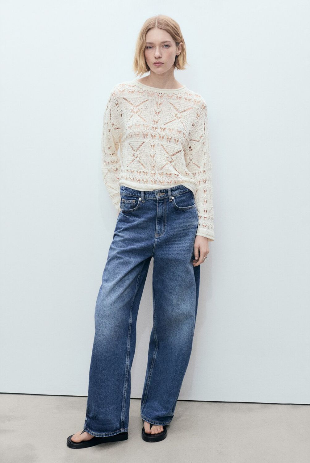MANGO - Sweater Oversize Punto Calado Mujer Mango