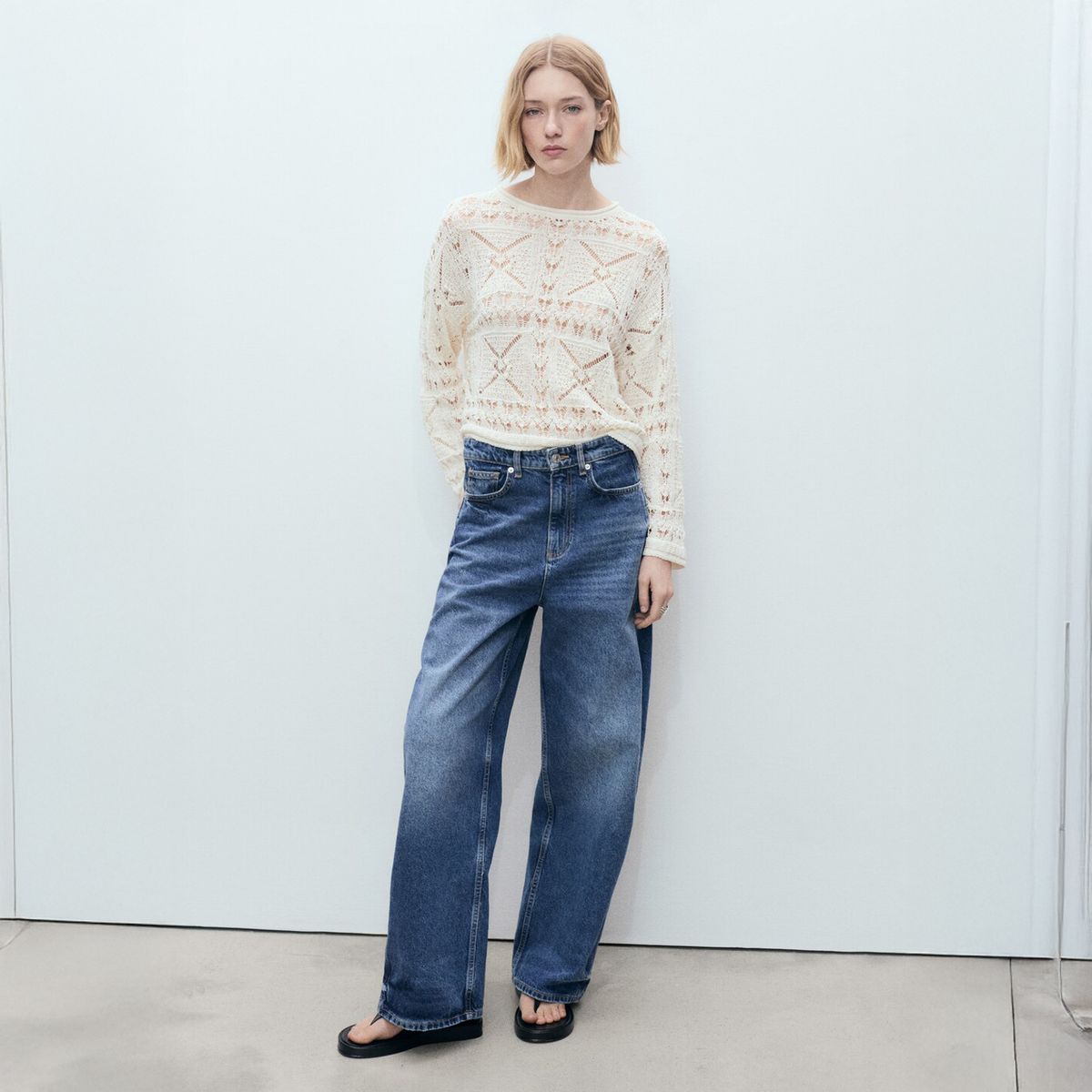 MANGO - Sweater Oversize Punto Calado Mujer Mango