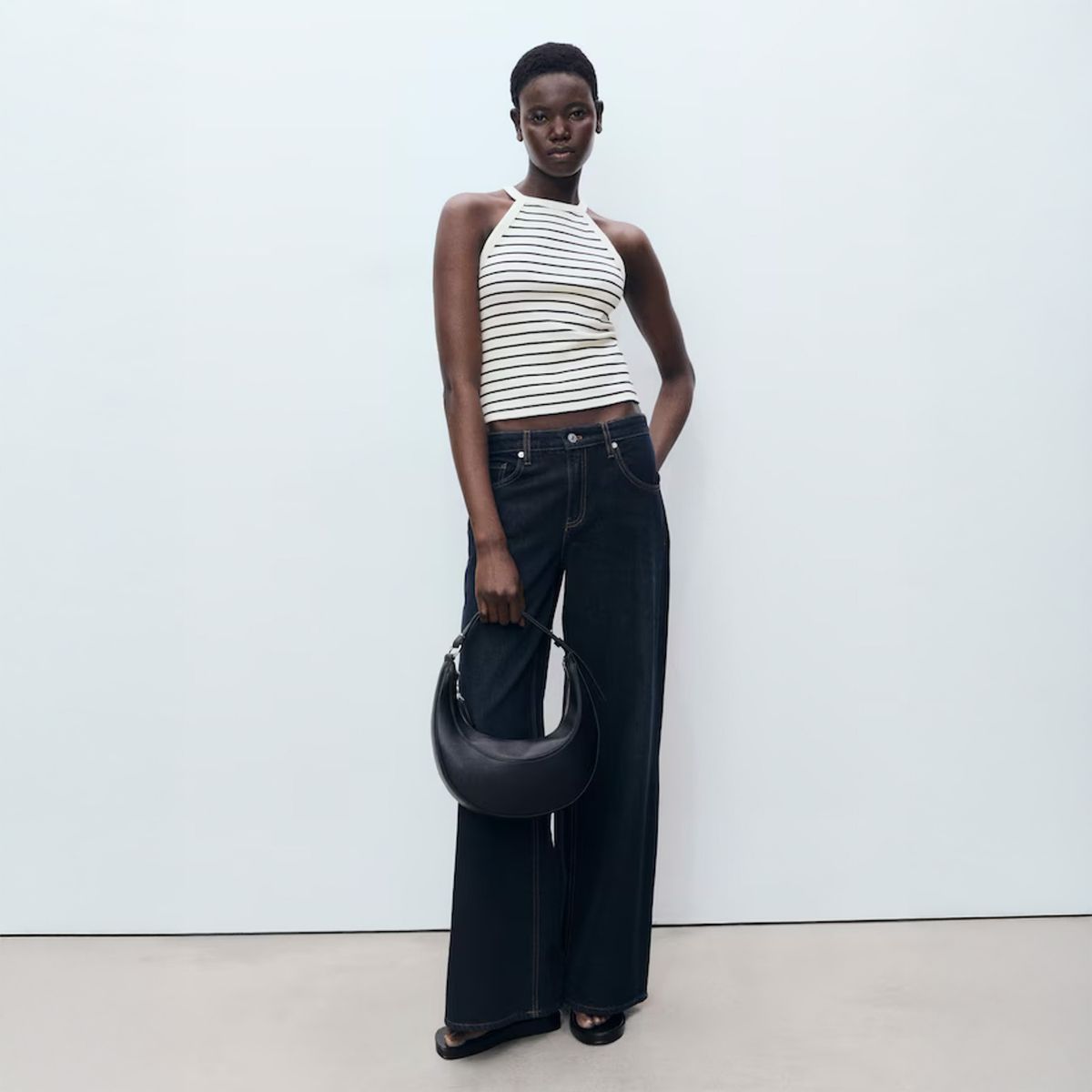 MANGO - Top Halter Rayas Mujer Mango