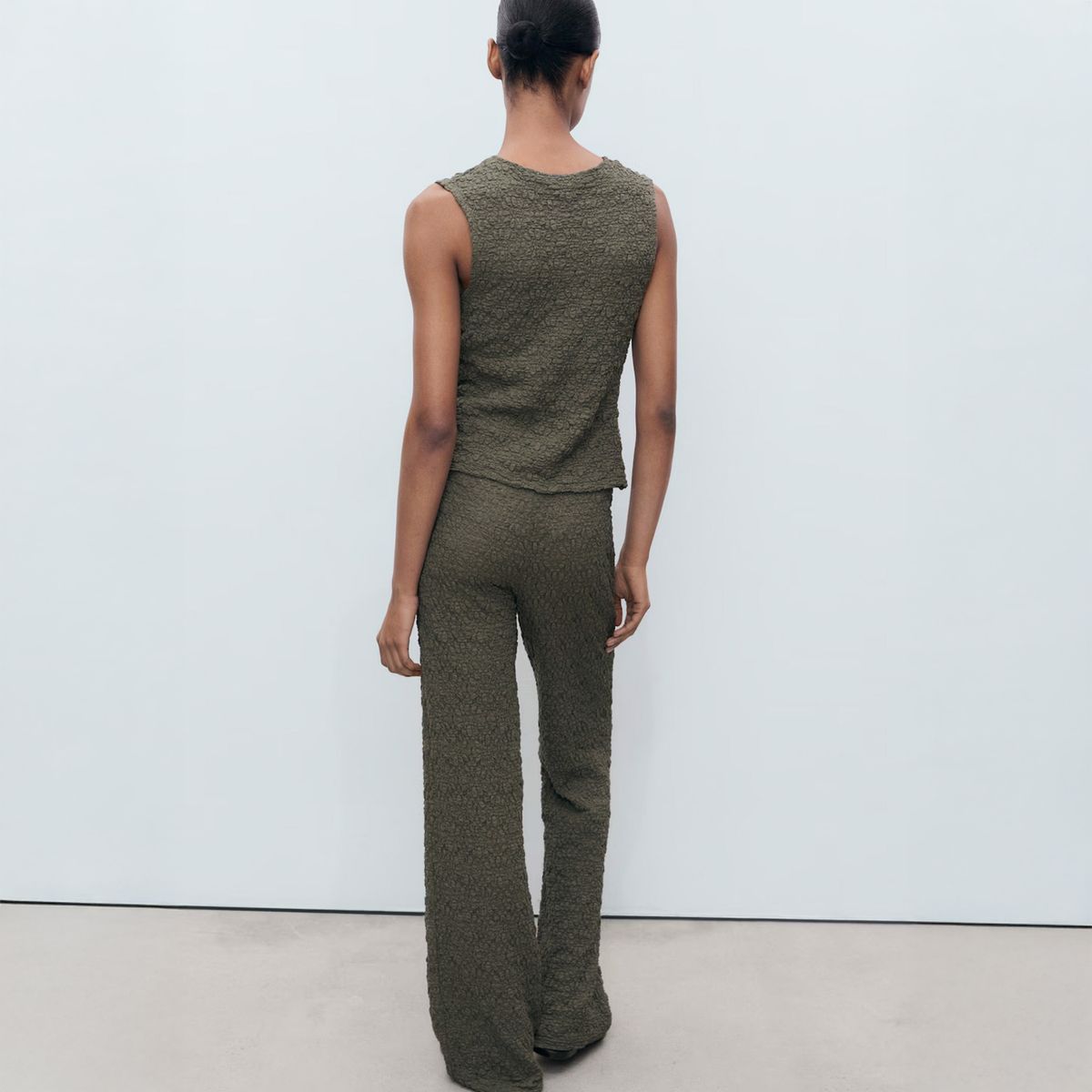 MANGO - Pantalón Recto Textura Mujer Mango