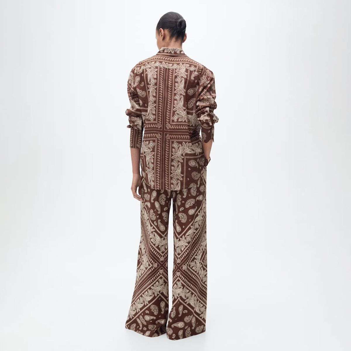MANGO - Pantalón Wideleg Estampado Paisley Mujer Mango