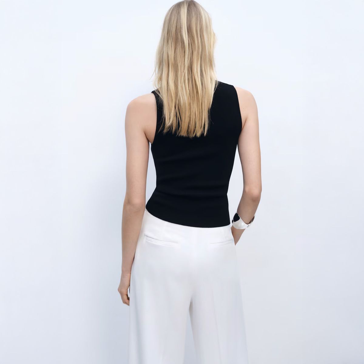 MANGO - Top Punto Entallado Sin Mangas Mujer Mango