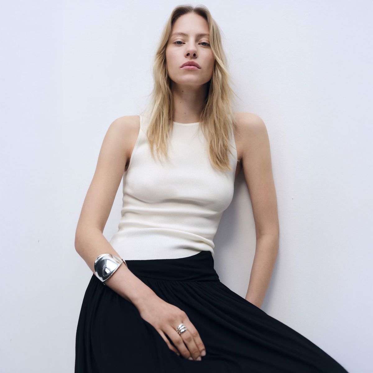 MANGO - Top Punto Entallado Sin Mangas Mujer Mango