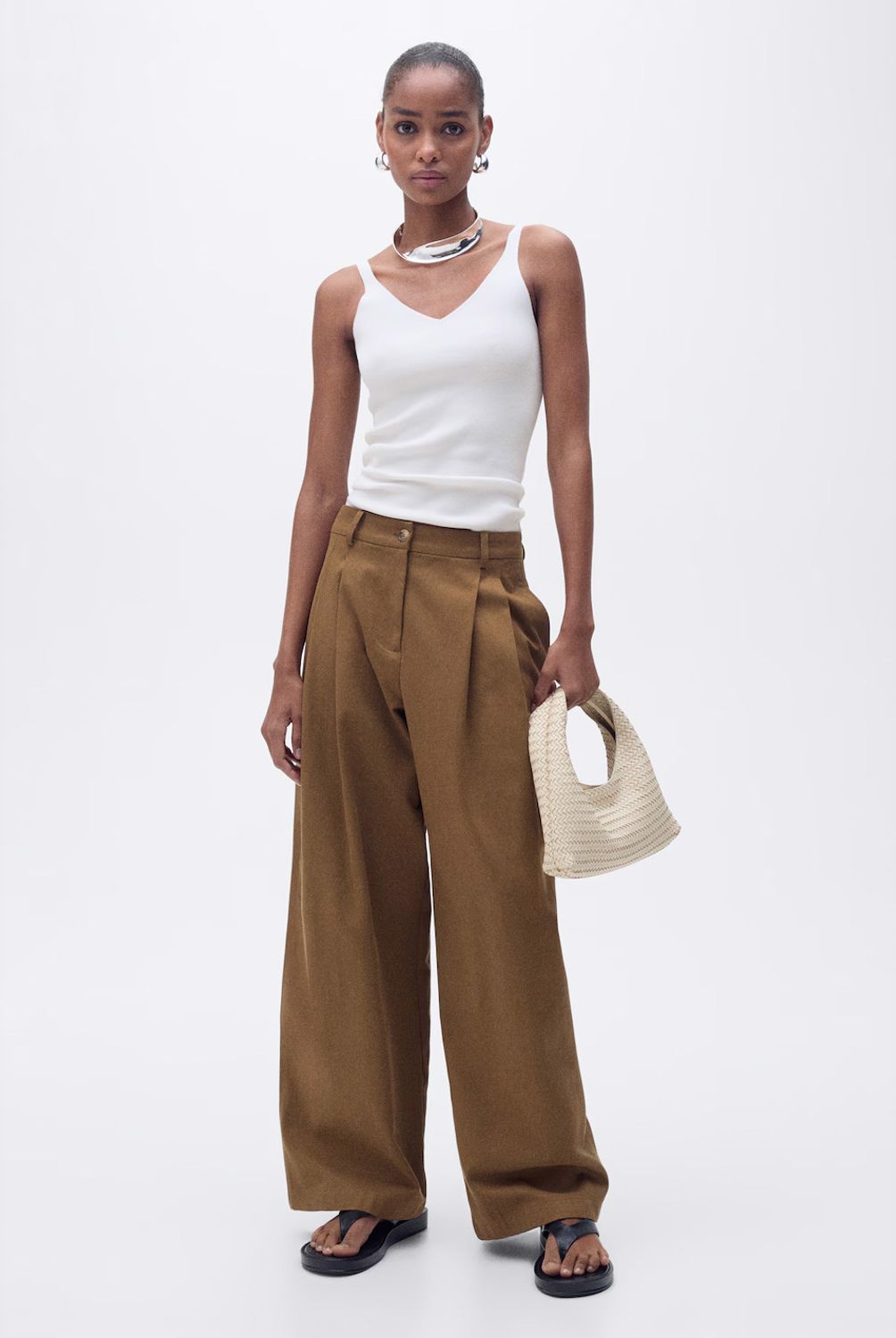 MANGO - Top Punto Cuello Pico Mujer Mango