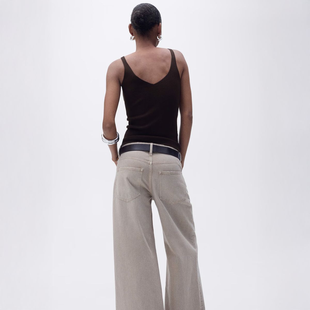 MANGO - Top Punto Cuello Pico Mujer Mango