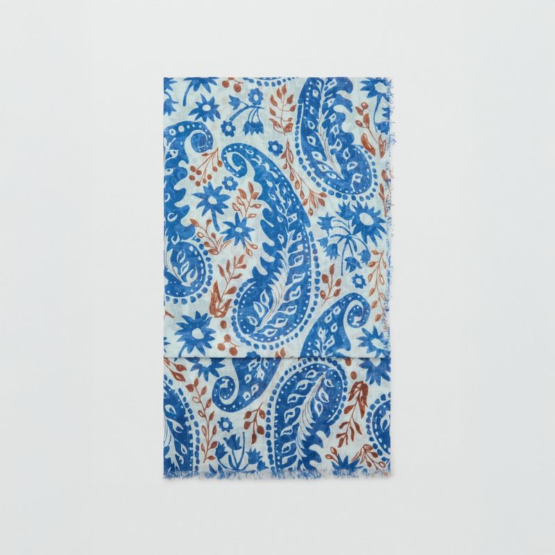 MANGO - Pañuelo Paisley Mezcla Lino Mujer Mango
