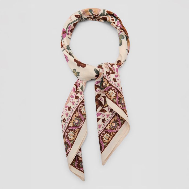 MANGO - Pañuelo Estampado Floral Abstracto Mujer Mango
