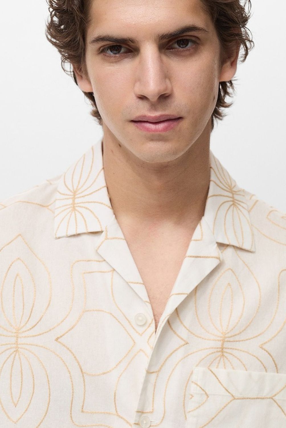 MANGO MAN - Camisa Esvedra 100% Algodón Bordada Regular Fit Hombre Mango Man