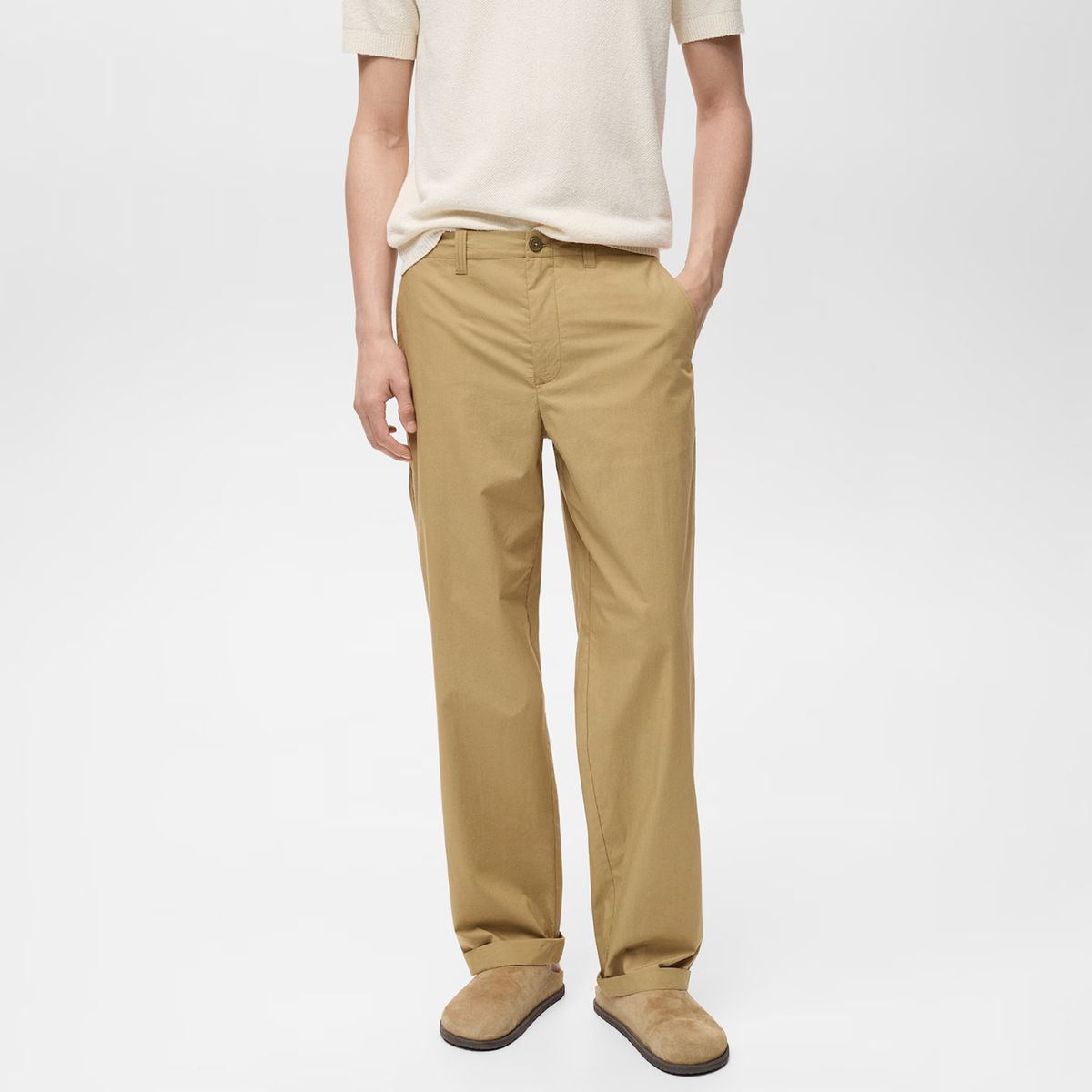 MANGO MAN - Pantalón 100% Algodón Recto Hombre Mango Man