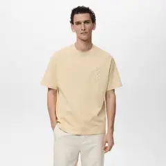 MANGO MAN - Polera Palm 100% Algodón Bordada Regular Fit Hombre