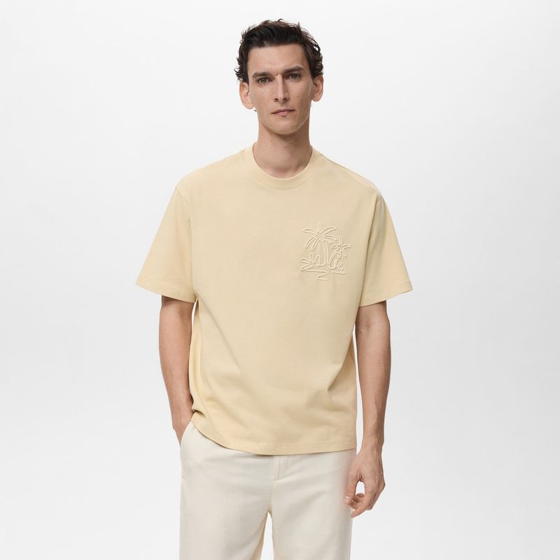 MANGO MAN - Polera Palm 100% Algodón Bordada Regular Fit Hombre Mango Man