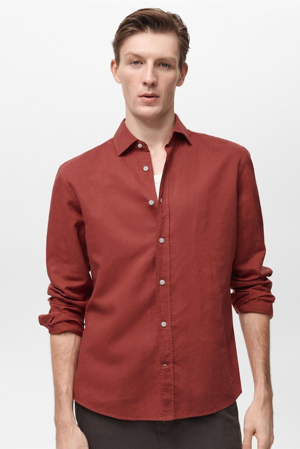 MANGO MAN - Camisa Avispag Lino Fit Clásico Hombre Mango Man