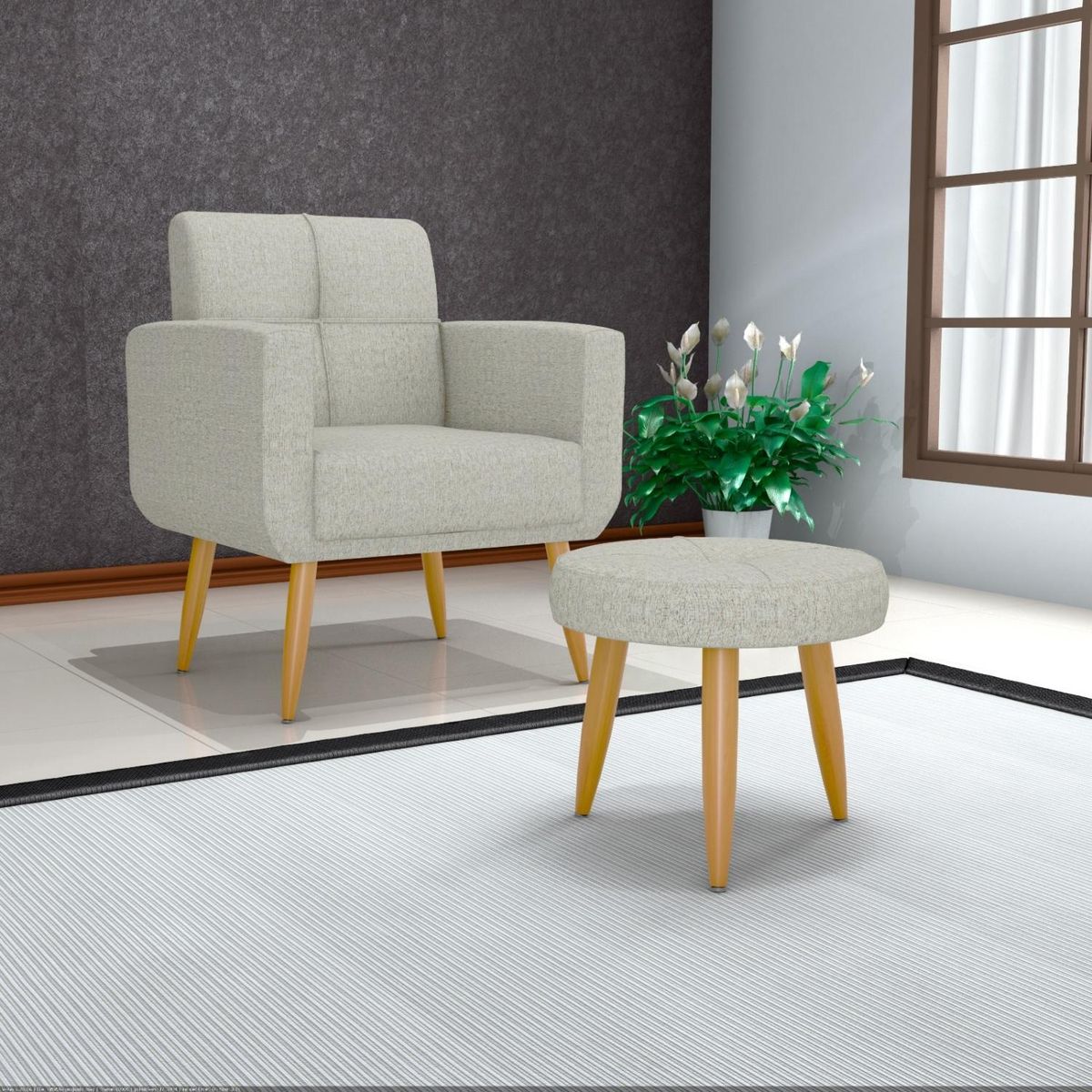 DECOCASA - Poltrona Havana Con Puff G-504 Decocasa
