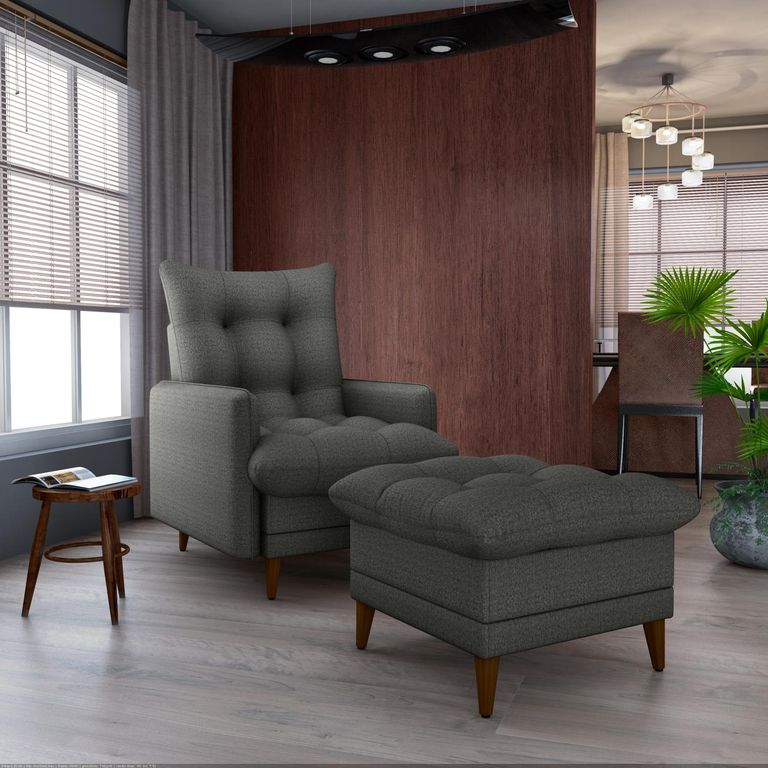 DECOCASA Poltrona Montreal Con Puff E-484