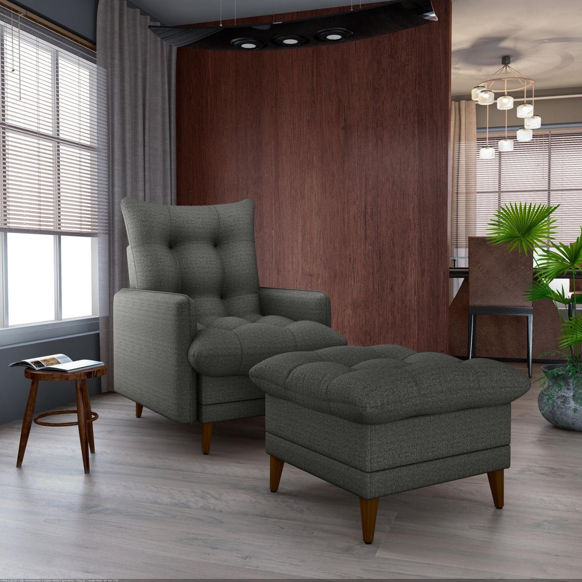 DECOCASA - Poltrona Montreal Con Puff E-484 Decocasa
