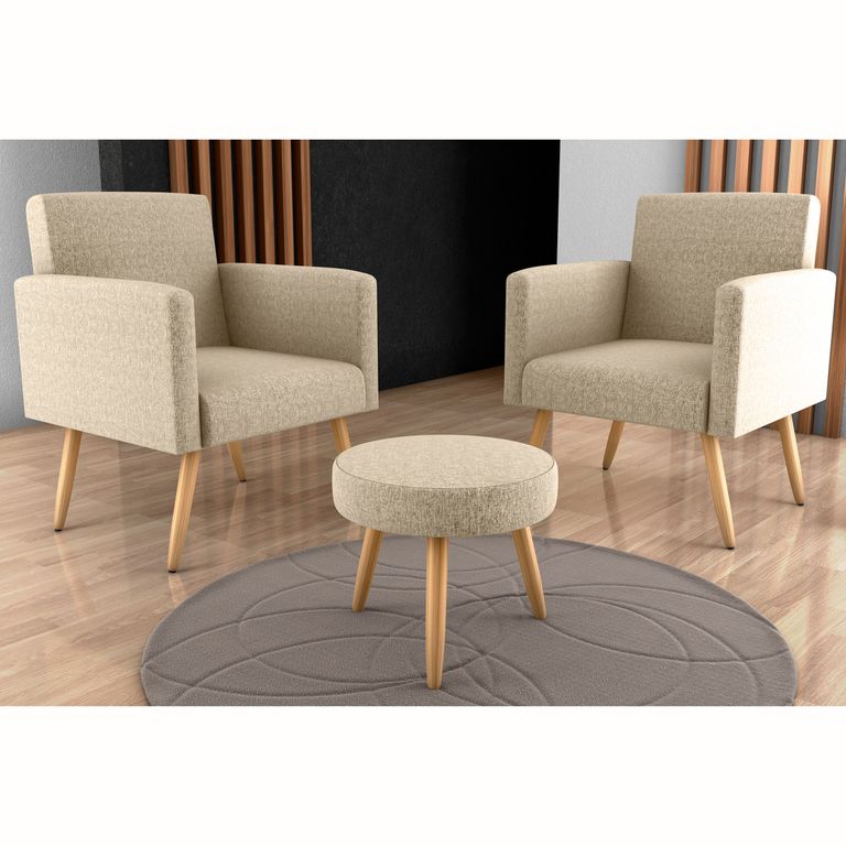 DECOCASA Set Dos Poltronas Dallas Con Puff