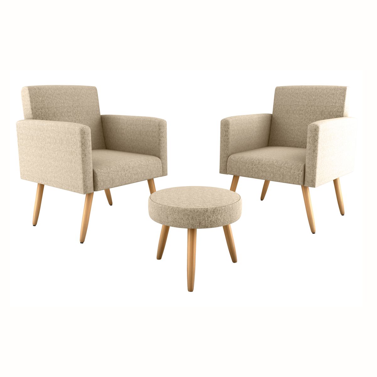 DECOCASA - Set Dos Poltronas Dallas Con Puff Decocasa