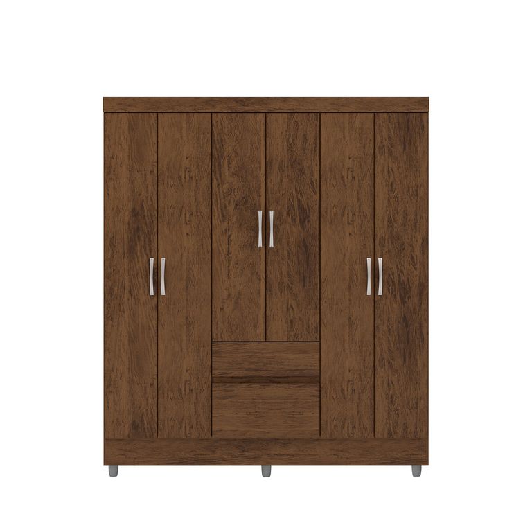 VEKKAHOME Closet Ideal 6 Puertas 2 Cajones Cafe