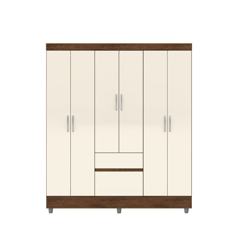 VEKKAHOME Closet Ideal 6 Puertas 2 Cajones Crema