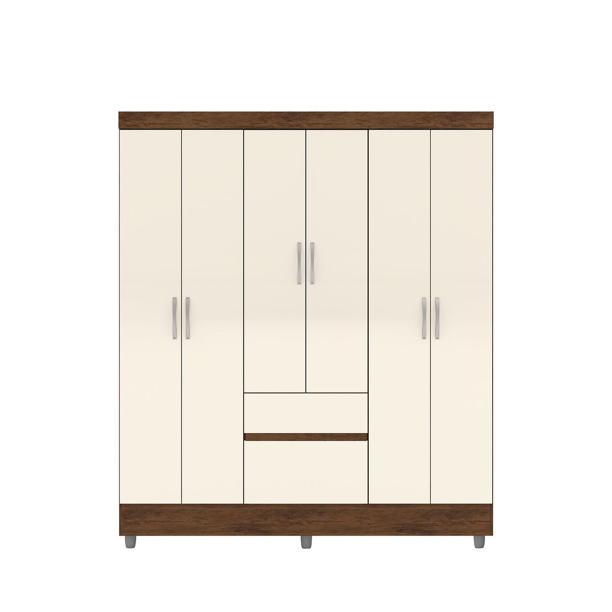 VEKKAHOME - Closet Ideal 6 Puertas 2 Cajones Crema Vekkahome